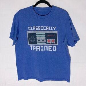 Nintendo Blue Classically Trained Vintage Controller Graphic Tee T Shirt S